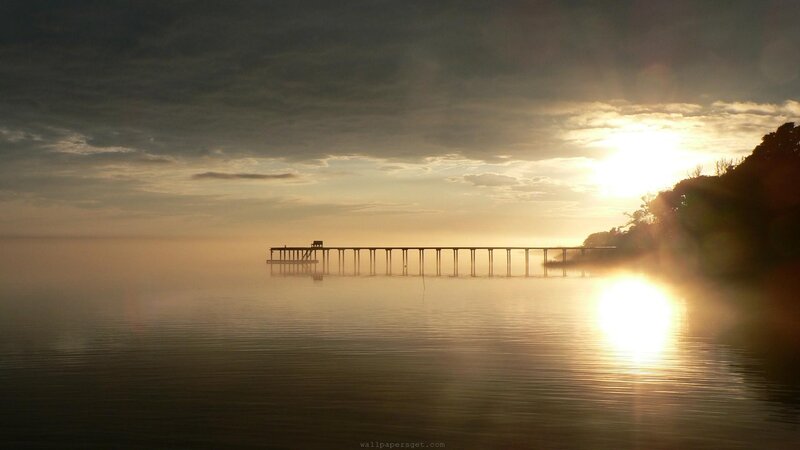 Pier on Misty Lake