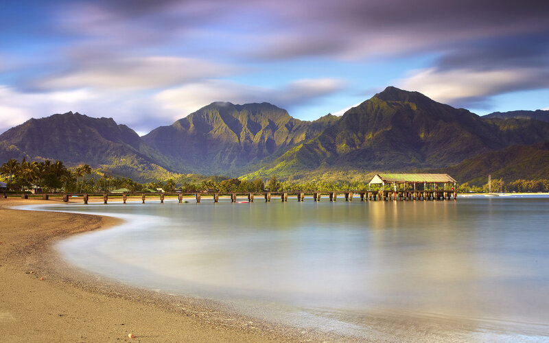 Pier on Tropical Beach — Blue