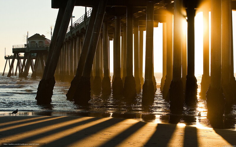 Pier Pillars at Sunset — Gold