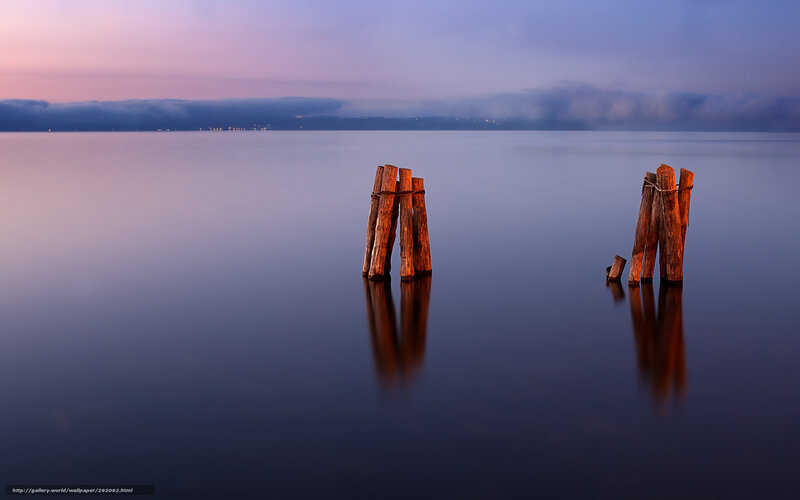Pier posts at dusk