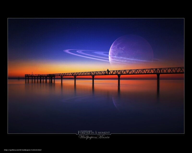 Pier under alien planet