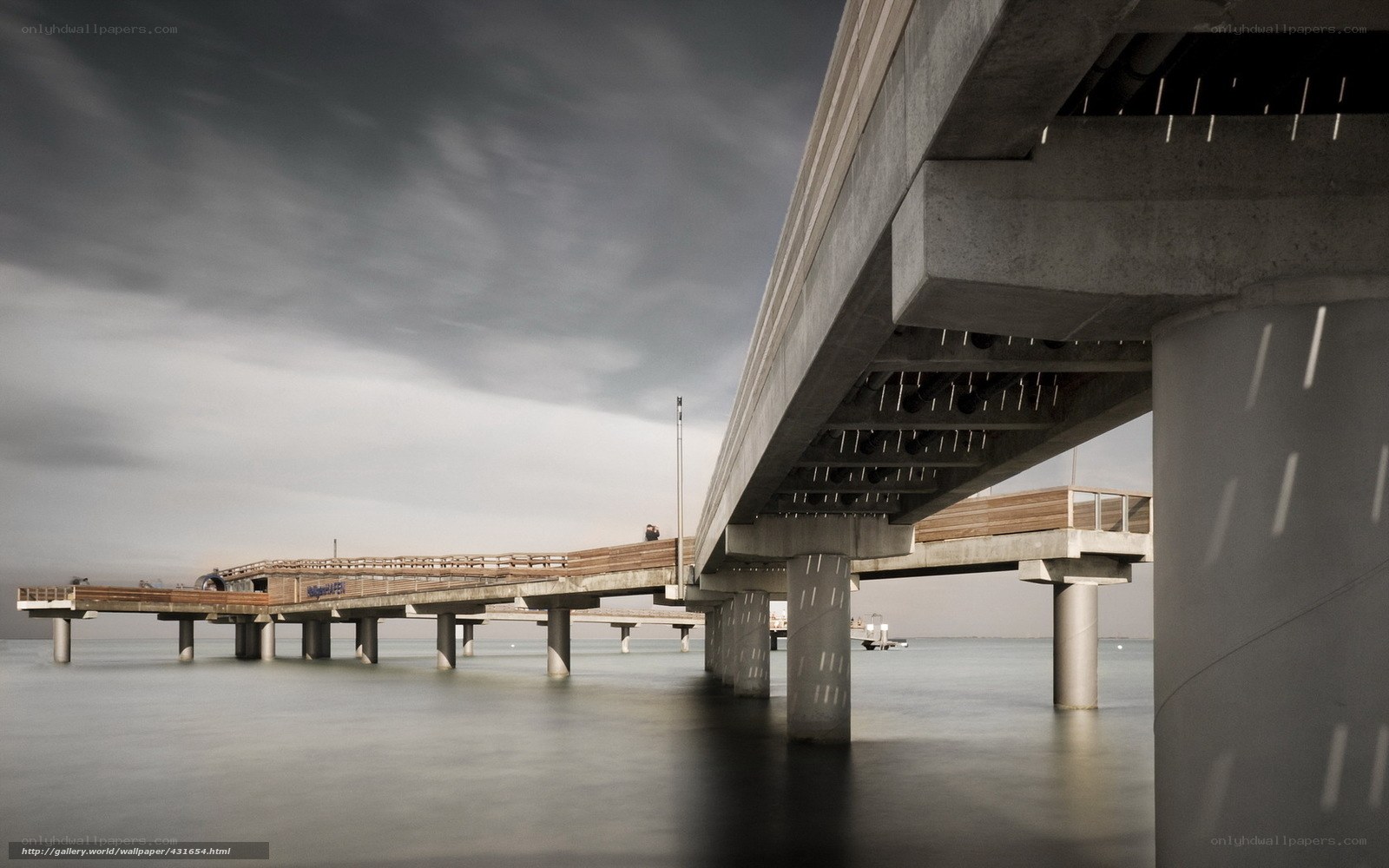 Pier under concrete bridge