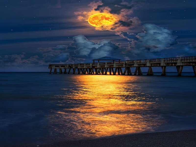 Pier under Full Moon