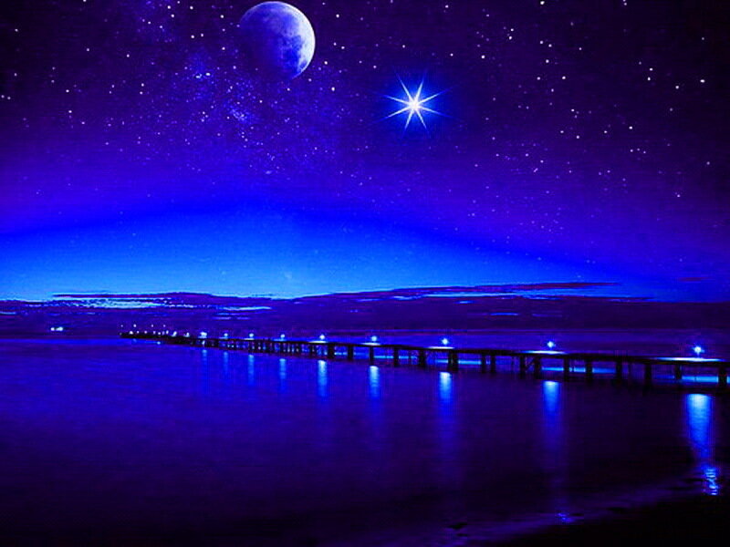 Pier under Starry Sky — Blue