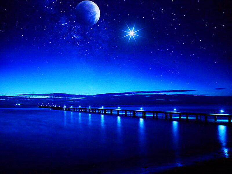 Pier under Starry Sky