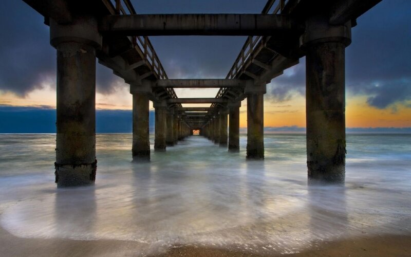 Pier under Sunset — Blue, Dramatic