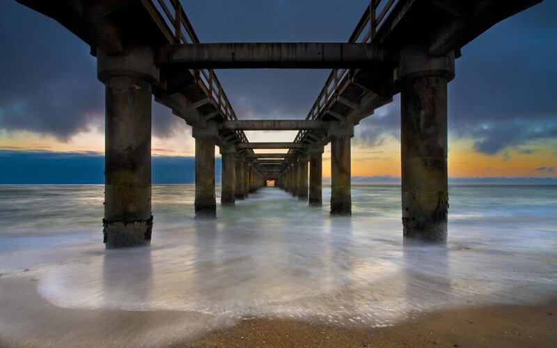 Pier under Sunset — Blue