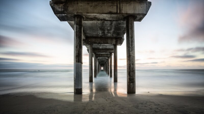 Pier understructure at dawn