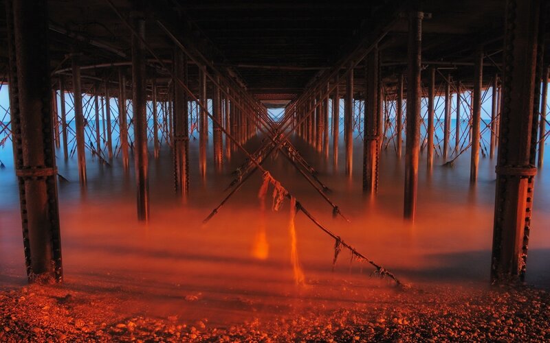 Pier Understructure — Red, Dramatic