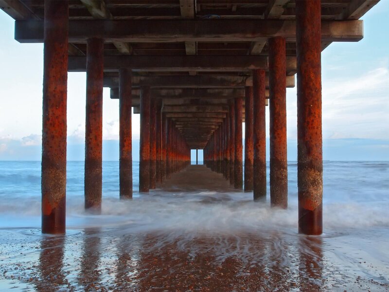 Pier understructure with ocean view