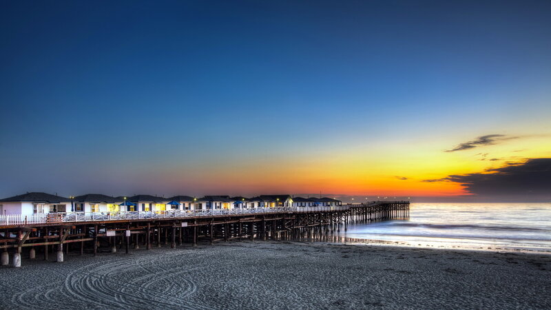 Pier with Beach Houses — Blue