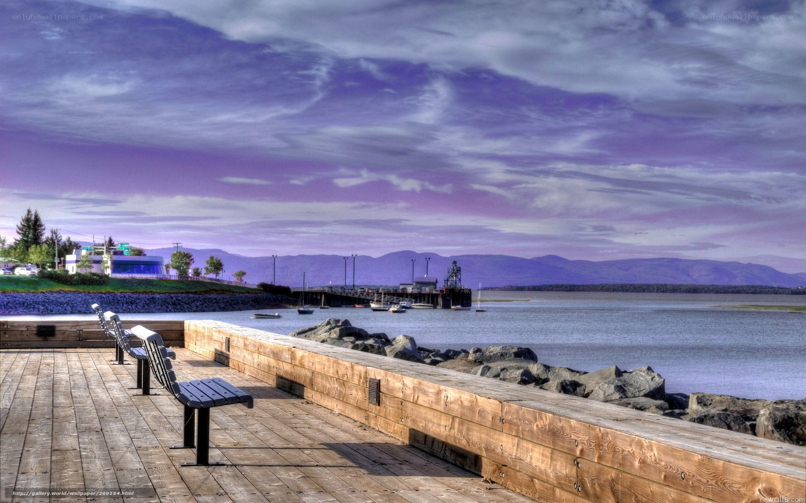 Pier with benches overlooking the water