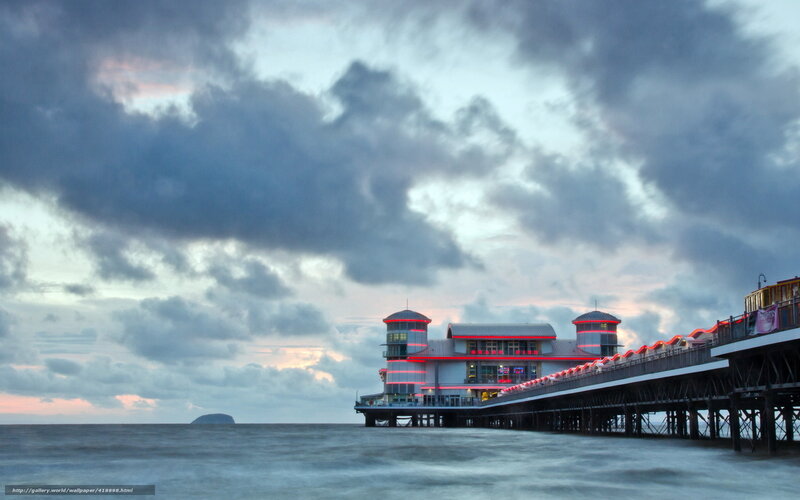 Pier with Building — Gray