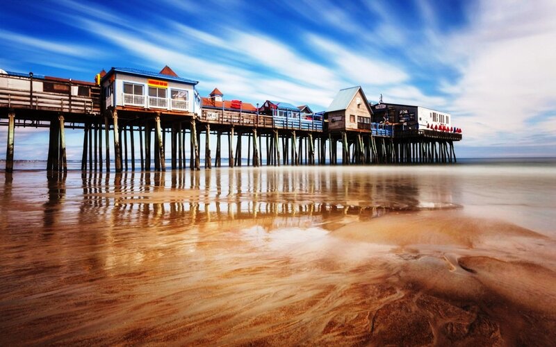 Pier with Buildings — Blue