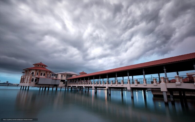 Pier with Buildings — Gray