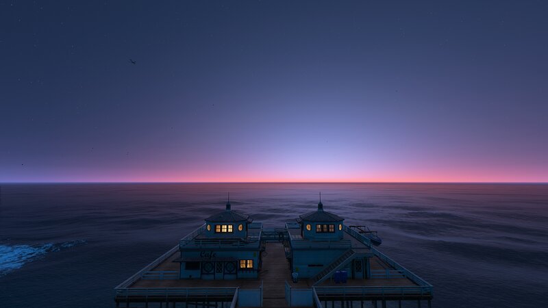 Pier with Cafe at Dusk