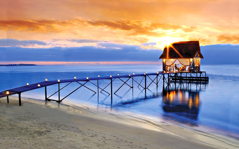 Pier with Candle-lit Hut — Orange
