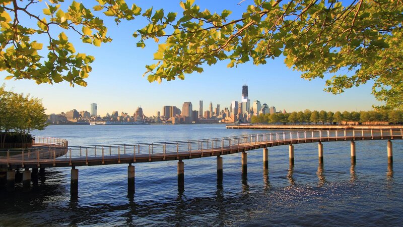 Pier with City Skyline