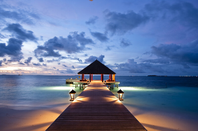 Pier with Gazebo at Dusk — Blue