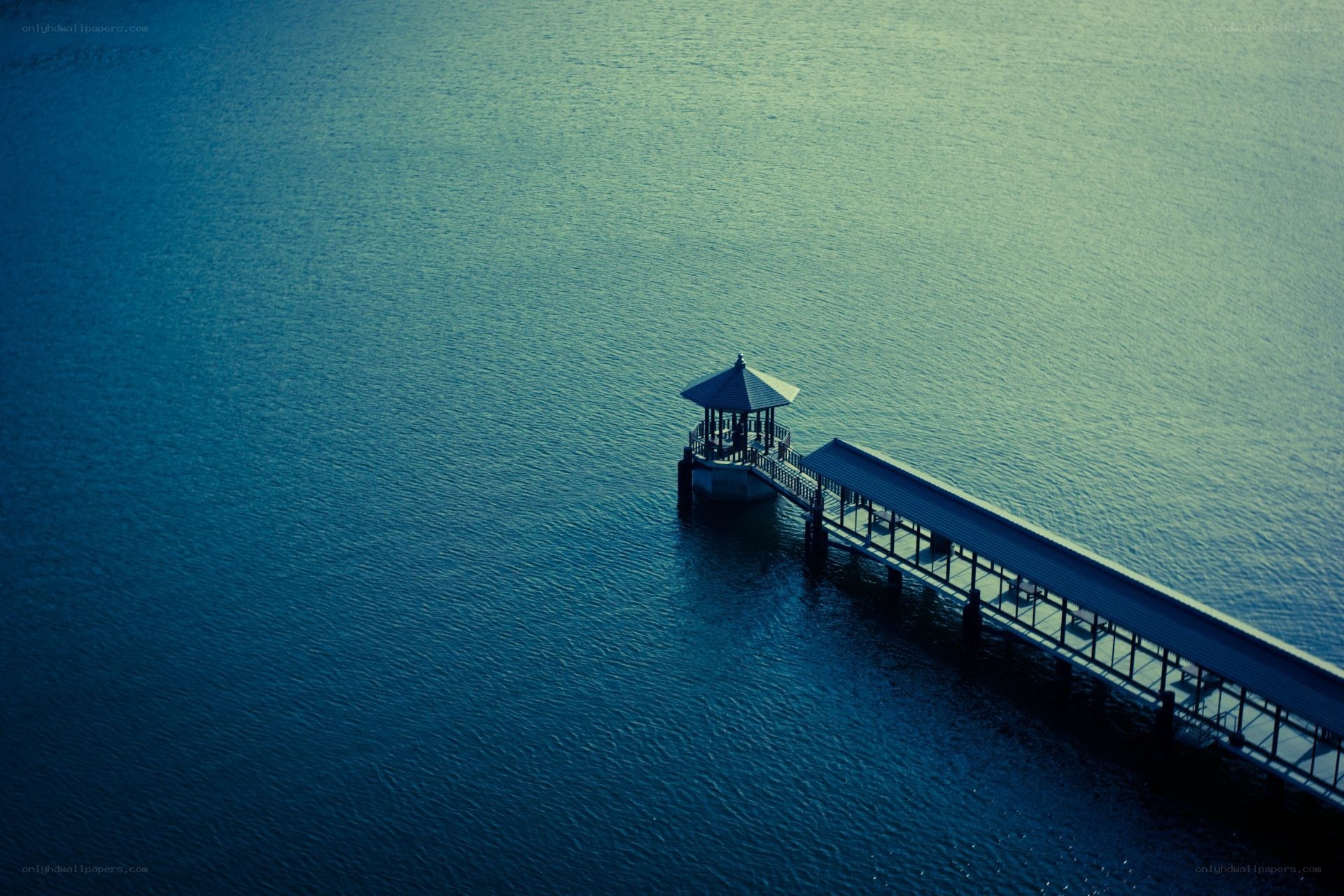Pier with gazebo over water