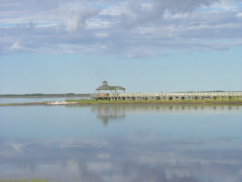 Pier with gazebo over water