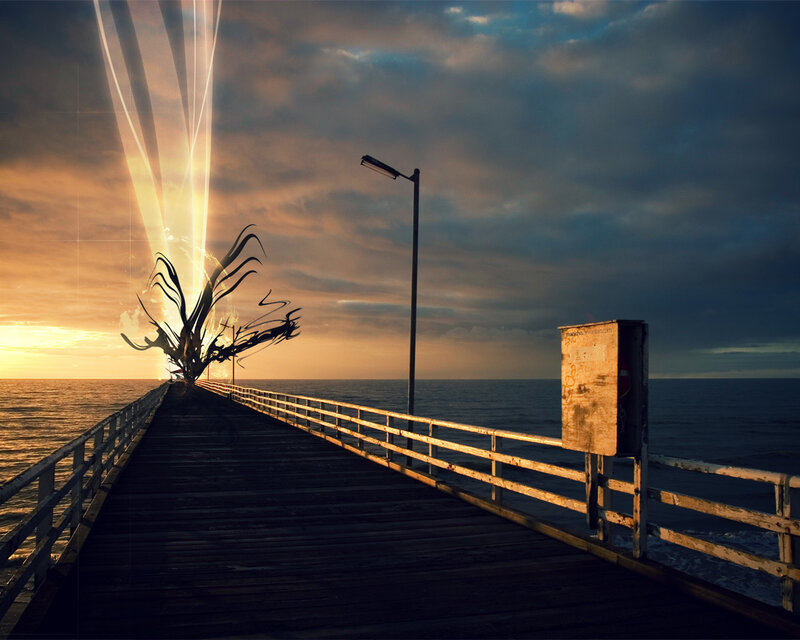 Pier with Glowing Structure — Orange
