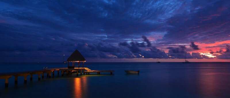 Pier with Hut at Dusk