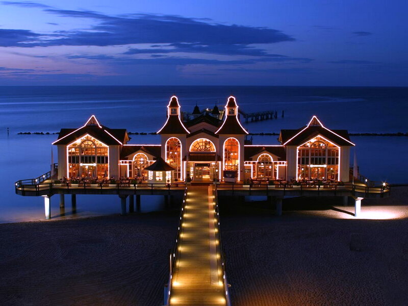 Pier with Illuminated Building
