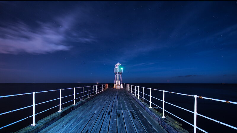 Pier with Lighthouse — Blue