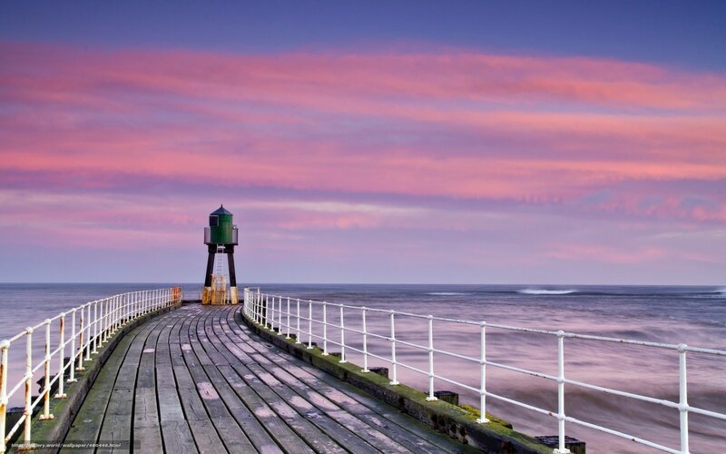 Pier with Lighthouse — Pink, Serene