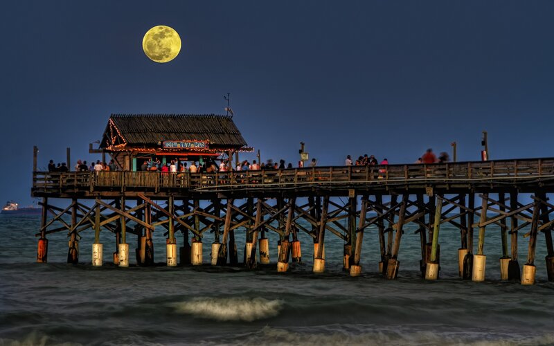 Pier with Moon Above