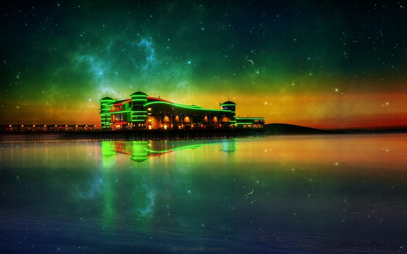 Pier with Neon Lights