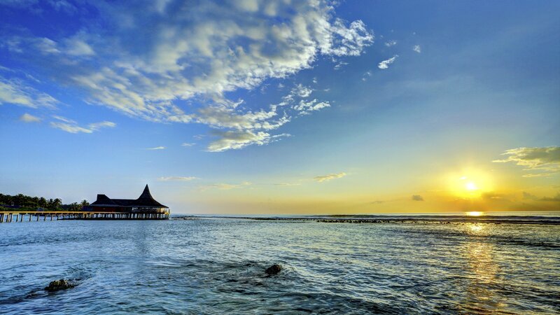 Pier with Roof at Sunset