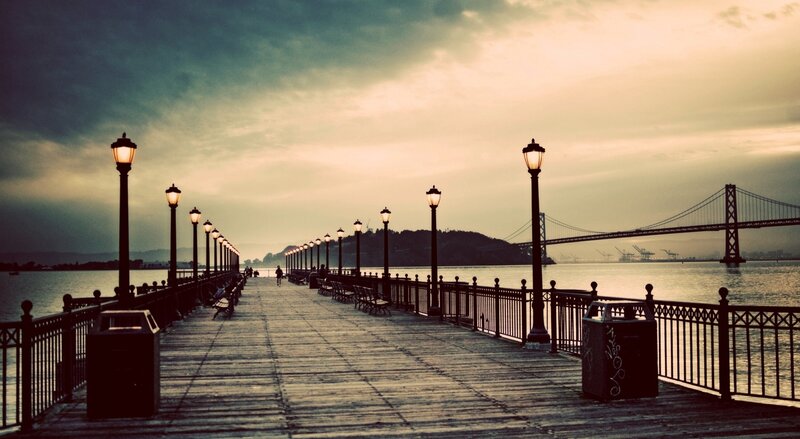 Pier with Street Lamps
