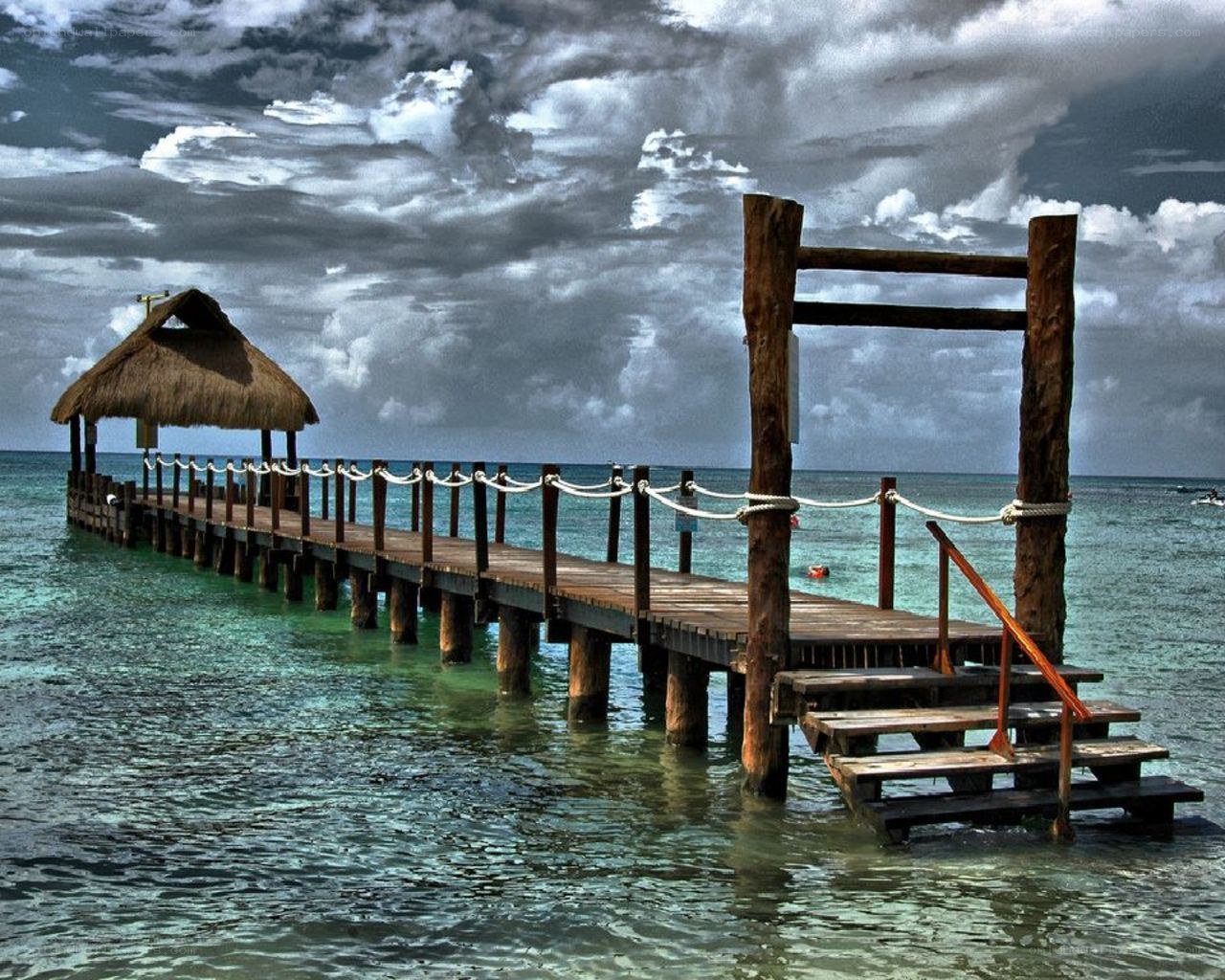 Pier with Thatched Hut