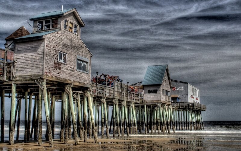 Pier with wooden buildings