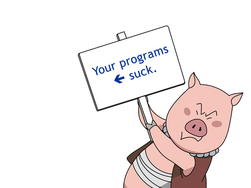 pig holding protest sign