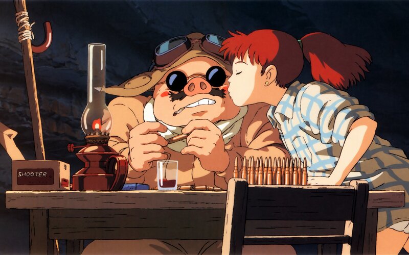 Pig-like character with girl