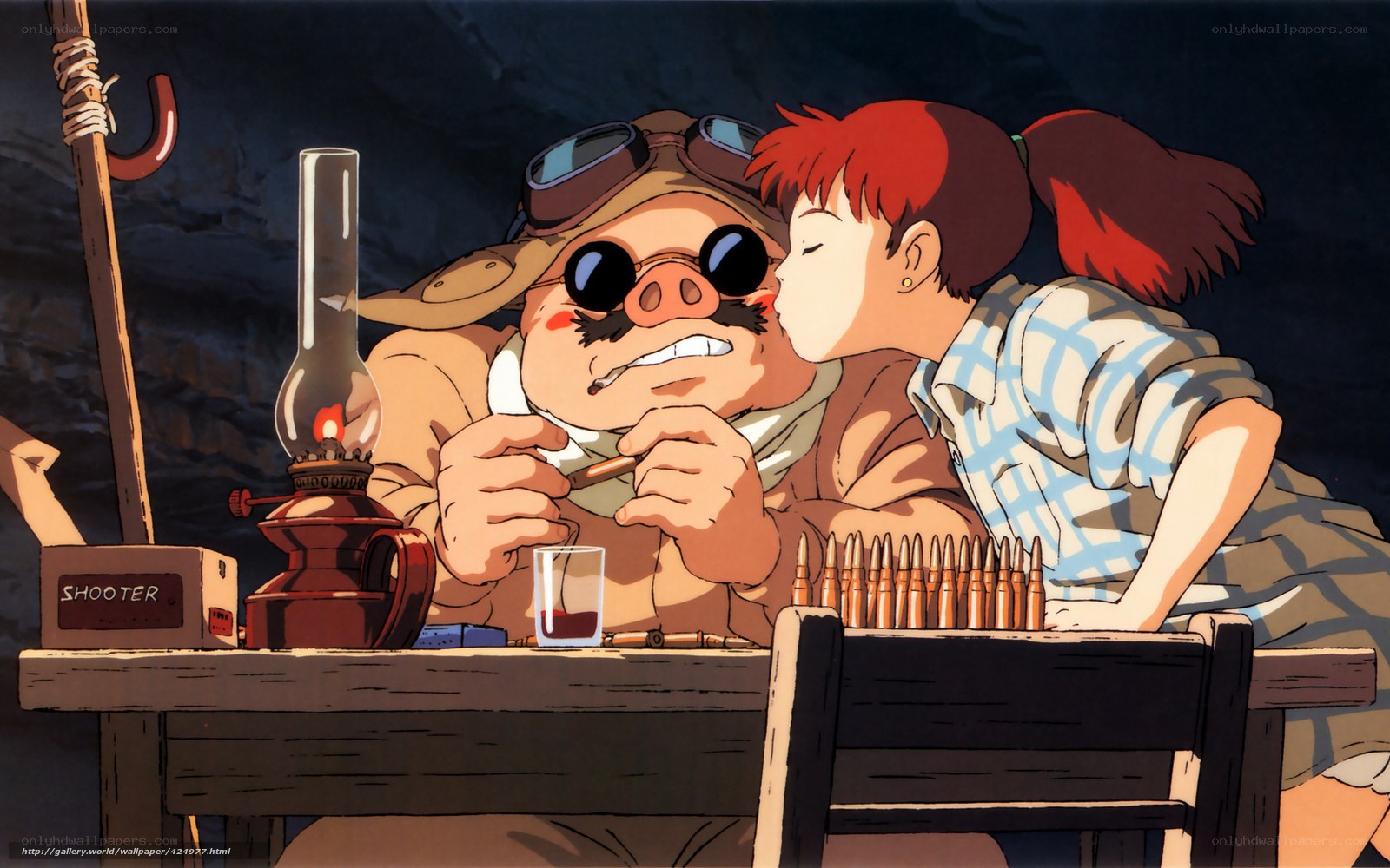 Pig-like character with girl