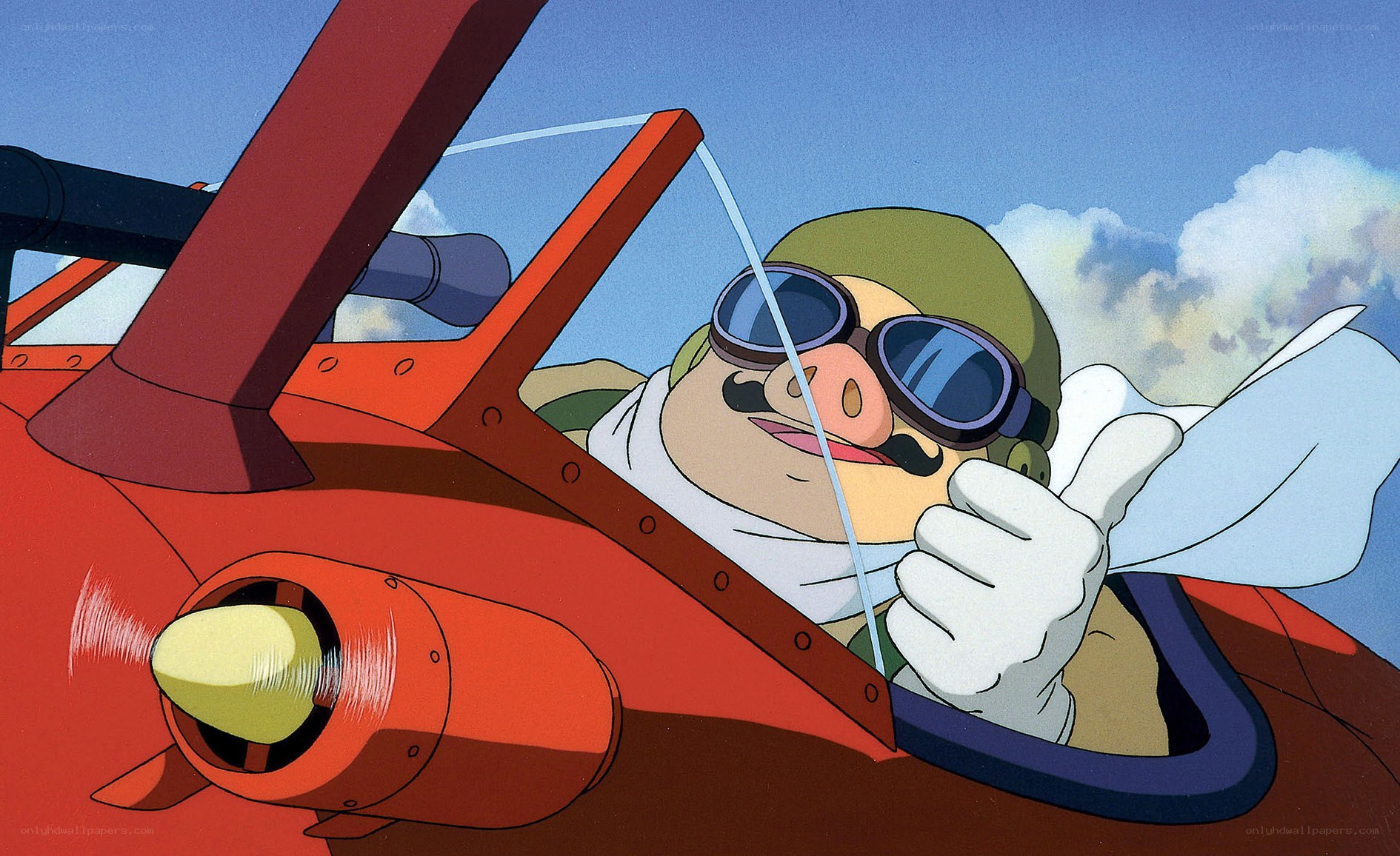 Pig pilot in red plane