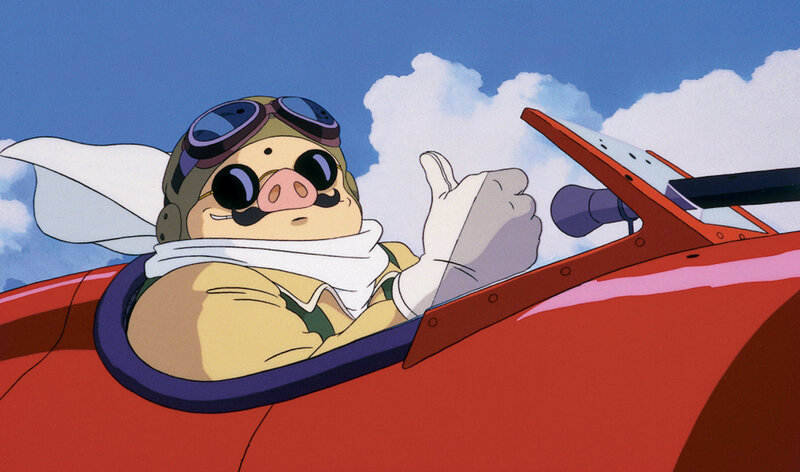 pig pilot in red plane