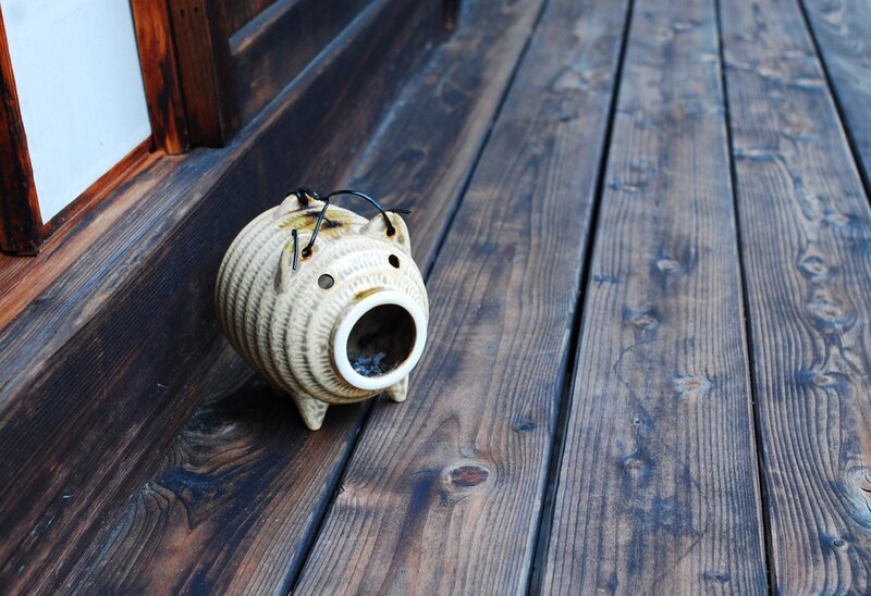 pig-shaped ceramic lantern