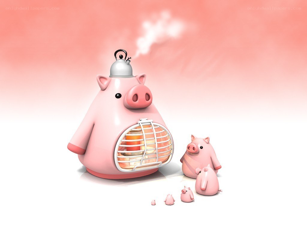 Pig-shaped heater with piglets