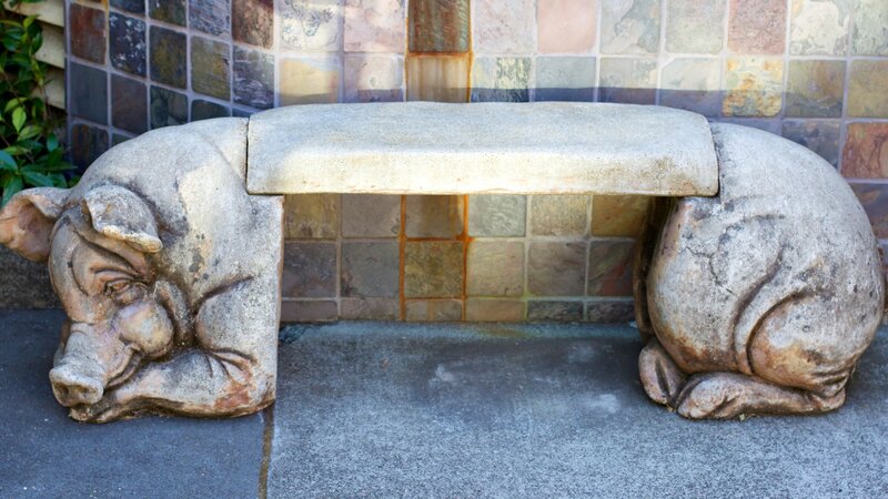 Pig-shaped Stone Bench