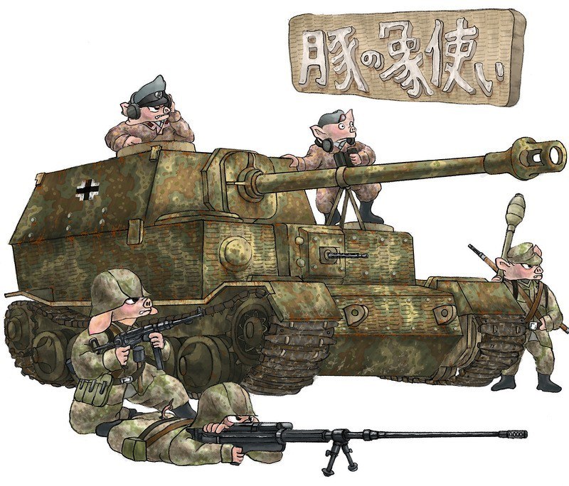 Pig soldiers with tank