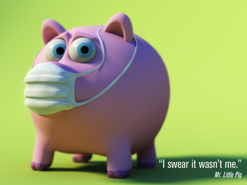 pig wearing a mask
