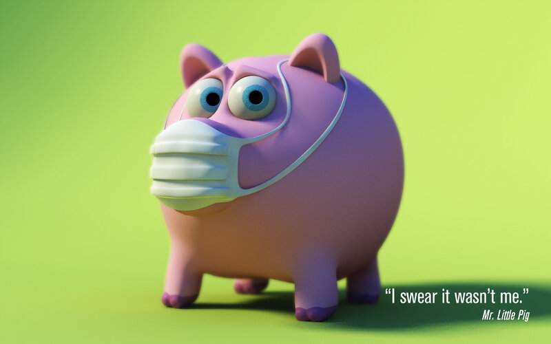 pig wearing face mask