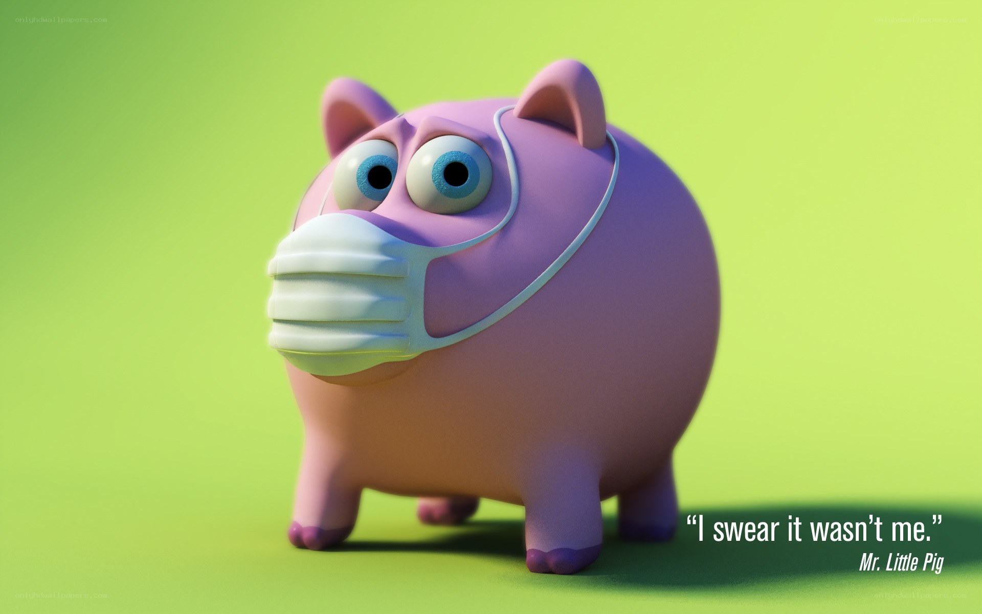 pig wearing face mask
