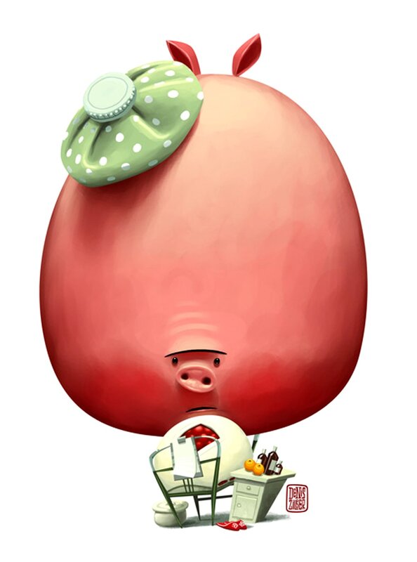Pig with ice pack