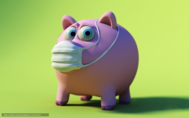 piggy bank wearing mask